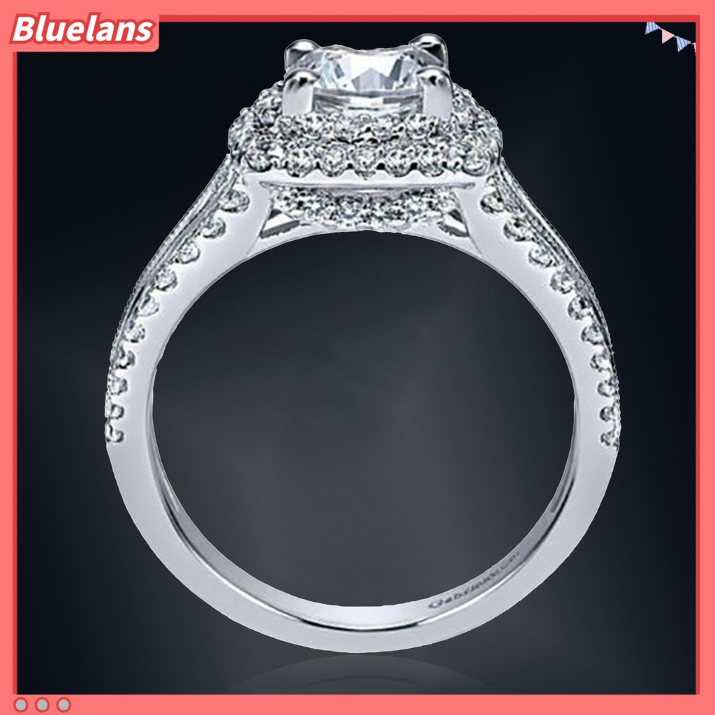 {In Stock} Cincin Wanita Berlian Imitasi Hias Tidak Luntur Ringan Lapisan Ganda Lingkaran Pernikahan Untuk Ulang Tahun