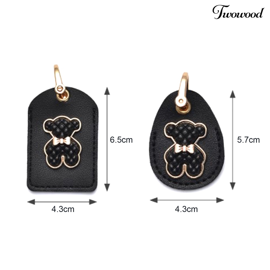 Twowood Gantungan Kunci Logam Unisex Beruang Liontin Kartu Akses Lengan Berlian Imitasi Tertanam Kunci Mobil Gantungan Liontin Ransel Ornamen