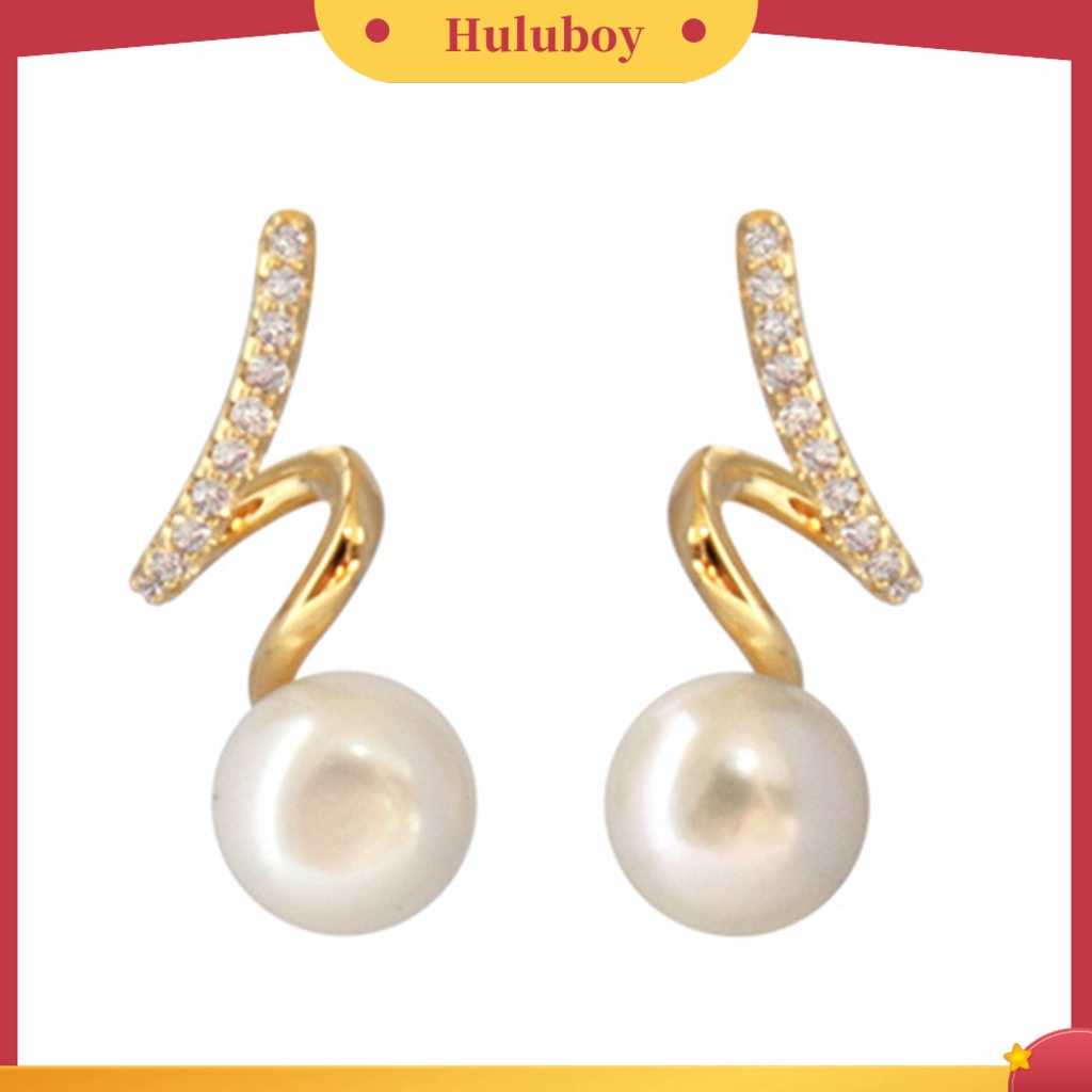{Ready Stock} 1pasang Anting Pejantan Memutar Berlian Imitasi Perhiasan Gaya Korea Mutiara Imitasi Stud Earrings Perhiasan Hadiah