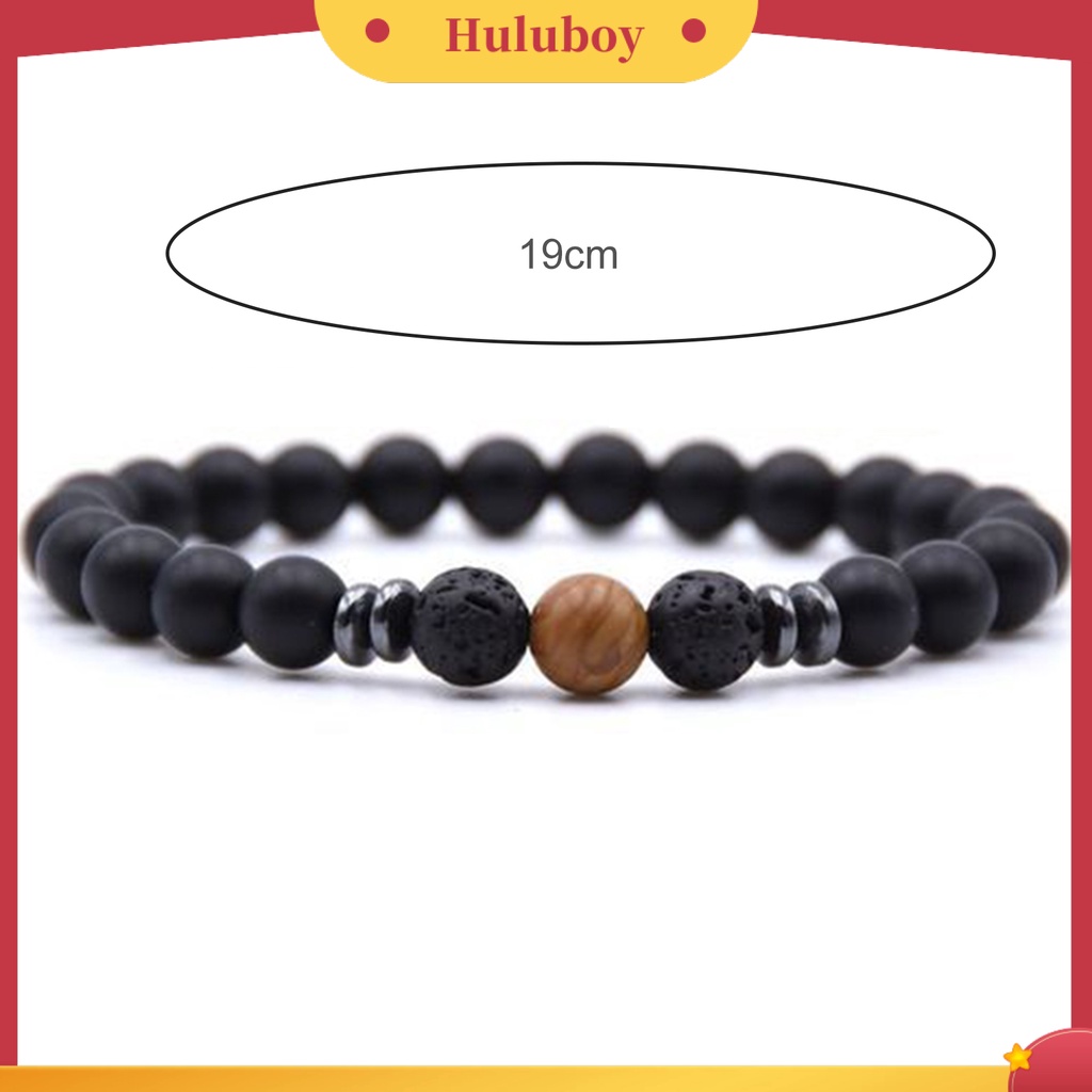 {Ready Stock} Gelang Yoga Adjustable 8mm Manik-Manik Alami Matte Hitam Batu Vulkanik Gelang Wanita Pria Perhiasan