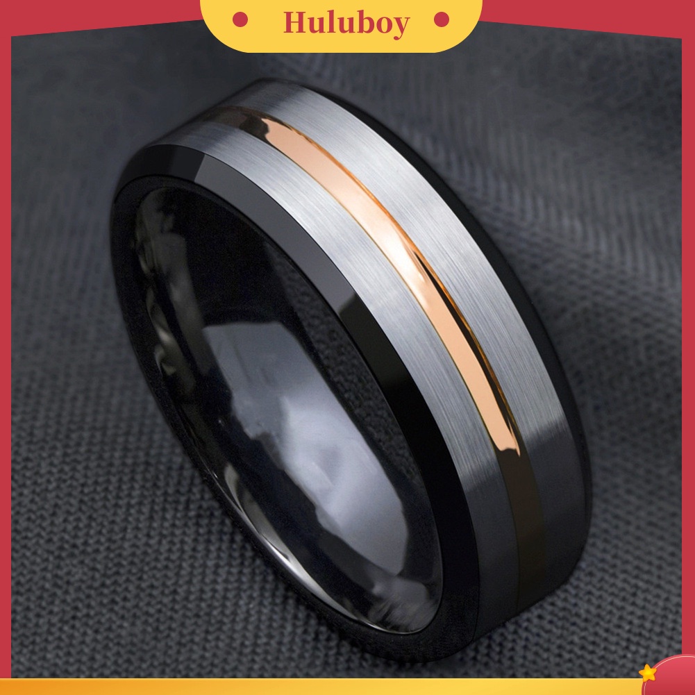 {Ready Stok} Fashion Pria Matte Garis Baja Titanium Band Cincin Hadiah Perhiasan Pesta Pernikahan