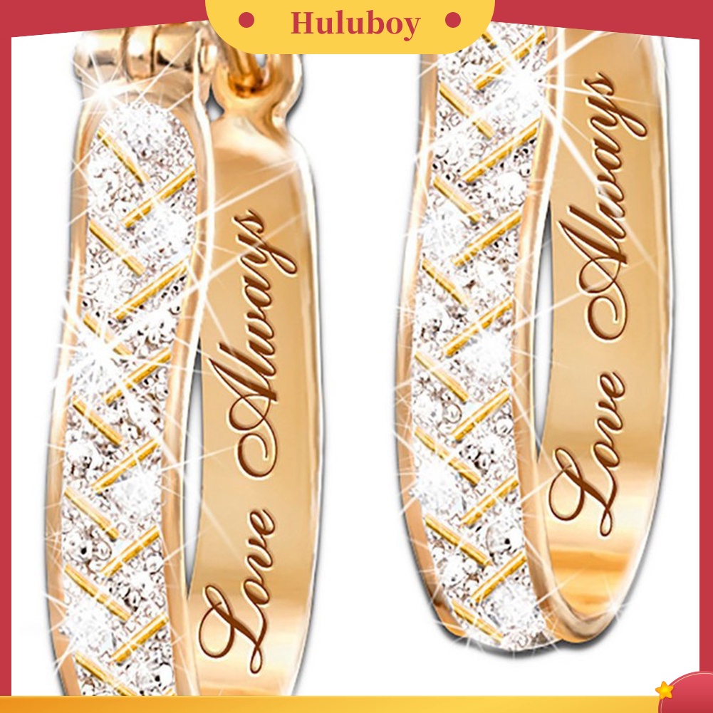 {Ready Stock} Wanita Fashion Kristal Imitasi Cubic Zirconia Alloy Hoop Earrings Pesta Perhiasan Hadiah