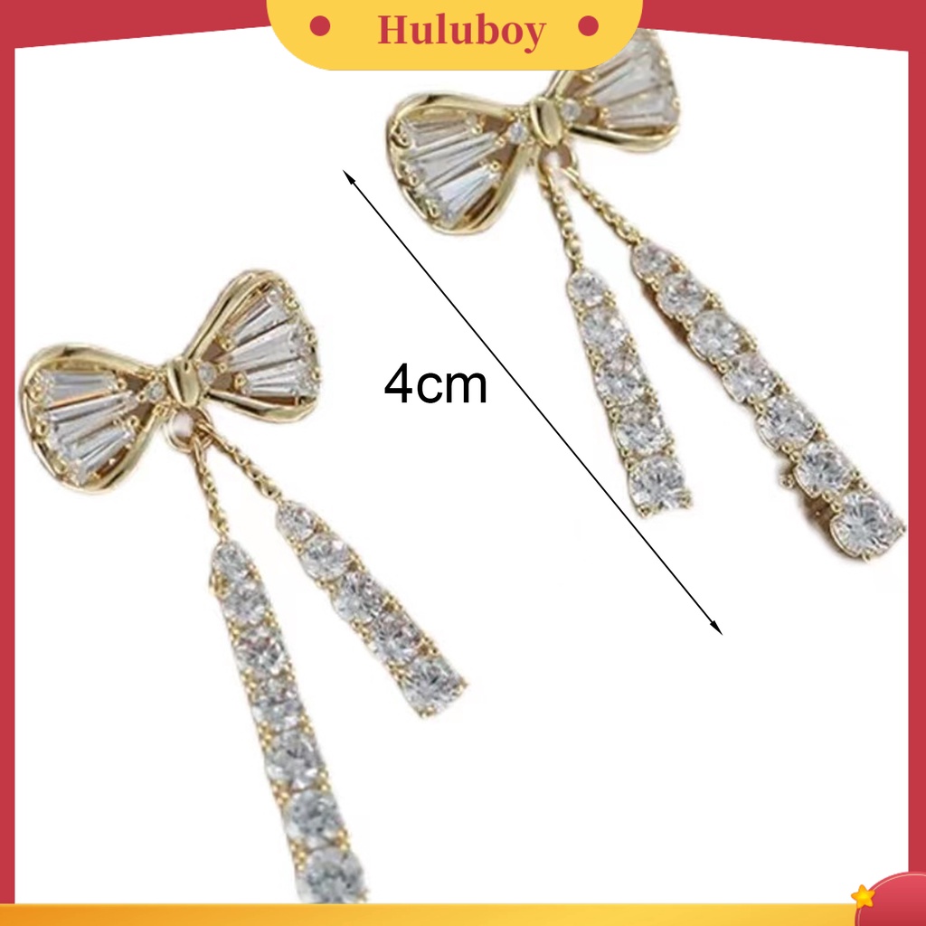 {Ready Stock} 1pasang Anting Menjuntai Elegan Mewah Berlian Imitasi Tertanam Ikatan Simpul Stud Earrings Fashion Jewelry