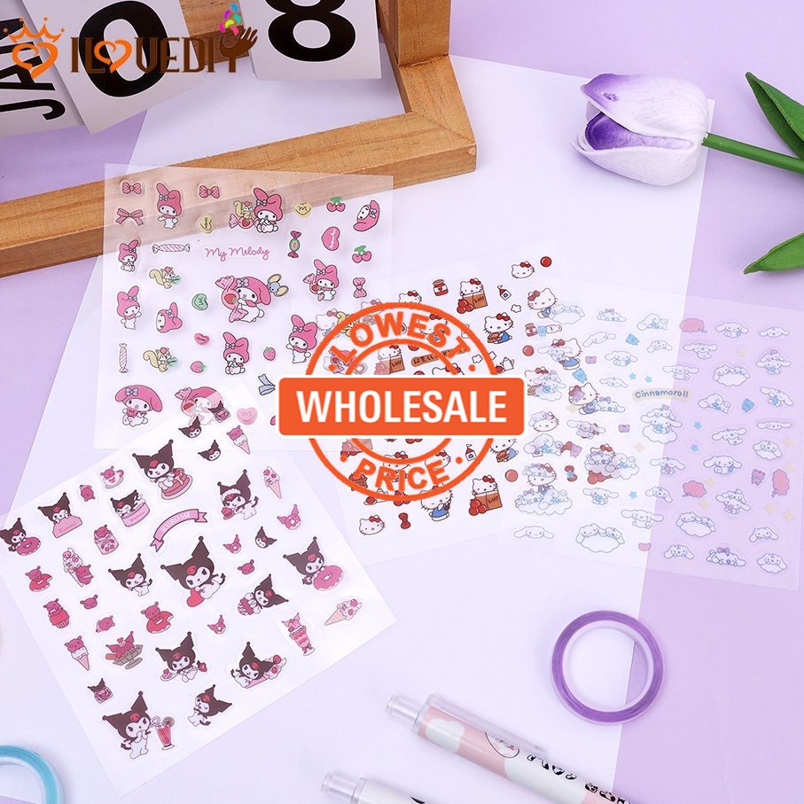 [Harga Grosir] [Unggulan] 1pc Kartun DIY Bahan Akun Tangan Tahan Air Hand Ledger Stiker Sanrio Transparan PVC Stiker Alat Tulis Siswa Perlengkapan Kantor Sekolah