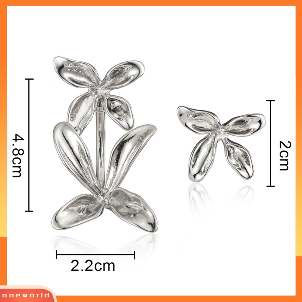 [OWR] 1pasang Wanita Anting Asimetri Tiga Dimensi Bentuk Bunga Electroplating Kepribadian Menghias Kembali Gantung Wanita Gadis Geometris Stud Earrings Fashion Perhiasan