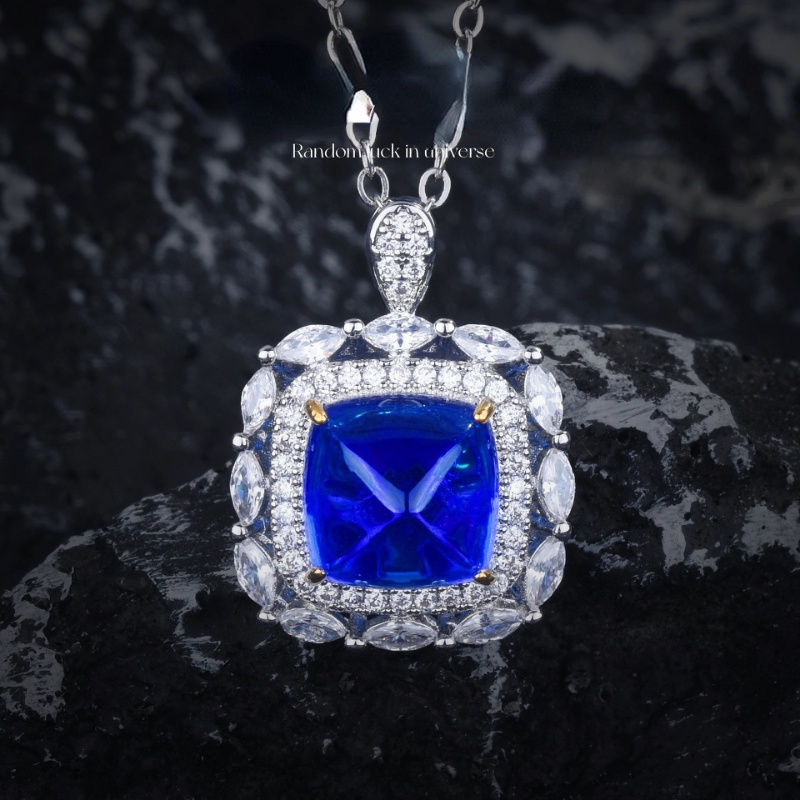 Goldkingdom Fashion Perhiasan Aksesoris Ready Stock Ruby Sugar Tower Cincin Cahaya Mewah Warna-Warni Harta Set Fanta Anting Berlian Emerald Royal Blue Pendant