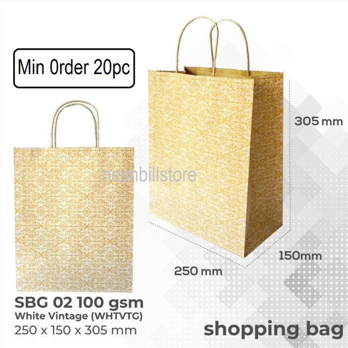 

ARS04 PAPERBAG SHOPPING BAG PRINTING VINTAGE P 25 L 15 T 30.5