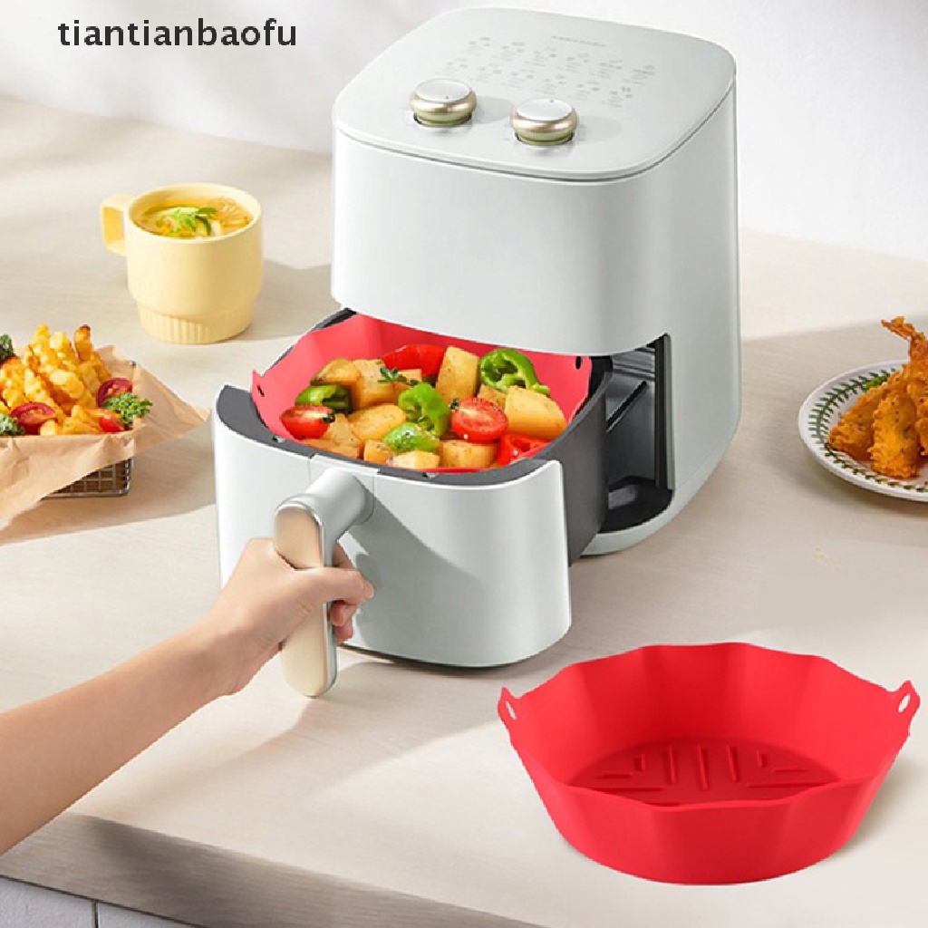 [tiantianbaofu] 22cm Air Fryer Silicone Pot Air Fryer Basket Liner Anti Lengket Oven Baking Tray Butik