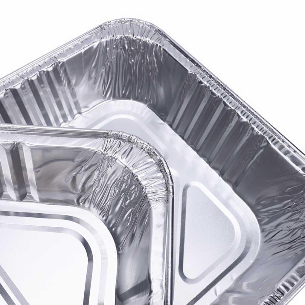 12pcs Wadah Makanan Aluminium Foil Sekali Pakai Persegi Panjang Packing Box Tray Tahan Suhu Tinggi Tahan Minyak Alat Masak BBQ