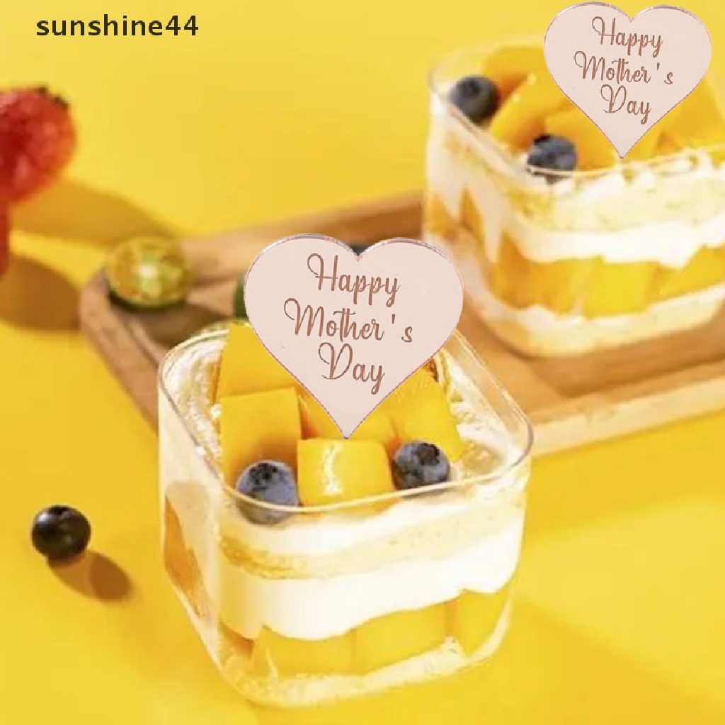 Sunshine 5pcs Hiasan Cupcake Dessert Hati Happy Mother's Day Topper Kue Ulang Tahun ID