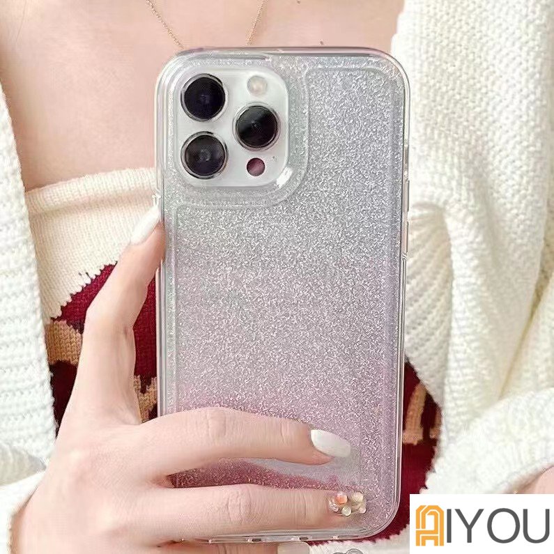 IPHONE Kompatibel Untuk Iphone14 Shiny Silver Foil Sparkle Sequin Glitter Phone Case Untuk Iphone14 13 12 11 Pro Max Anti-Slip Bump Case Cove