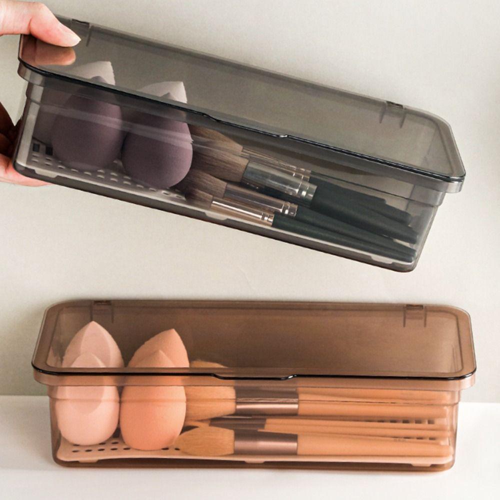 R-FLOWER Kotak Penyimpanan Transparan Beauty Egg Lipstik Storage Case Tahan Debu Dengan Penutup Desktop Organizer