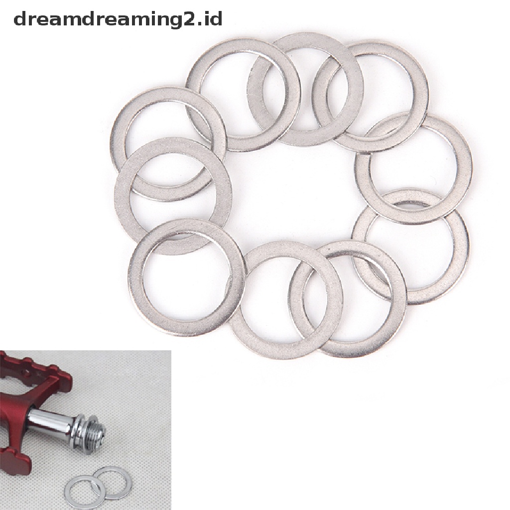 (hot) 10pcs Pedal Sepeda Spacer Engkol Bersepeda Sepeda Stainless Steel Ring Washers//