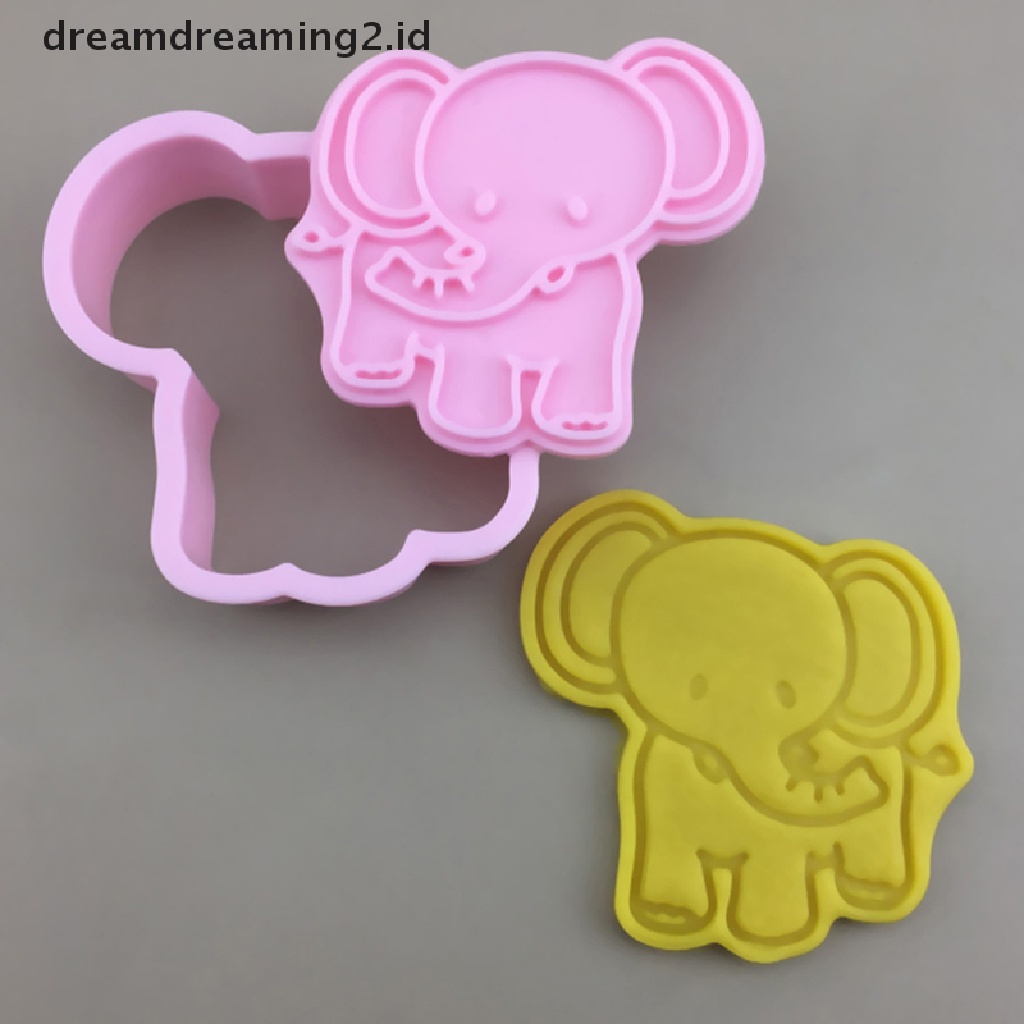 (hot) 4pcs/set Kartun Gajah Singa Hippo Bear Hewan Cookie Cutter Biskuit Baking Buah Dapur Kue Cetakan Alat Embos Pring Fondant Kue Pastry Mold//