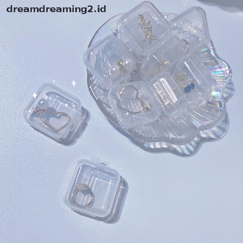 (hot) 10pcs Square Transparan Jewelry Storage Case Anti-Oksidasi Wadah Kotak Penyimpanan Jewelry Organizer Untuk Anting Cincin Kalung Gelang//