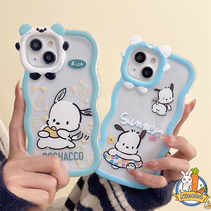 IPHONE Casing Kompatibel Untuk Iphone14 13 12 11 Pro Max X Xr Xs Max7 8 6 6s Plus SE Ins Cute Puppy Phone Case Wavy Little Monster Frame Lensa Anti Gores Bening Soft Case Cover Pelindung