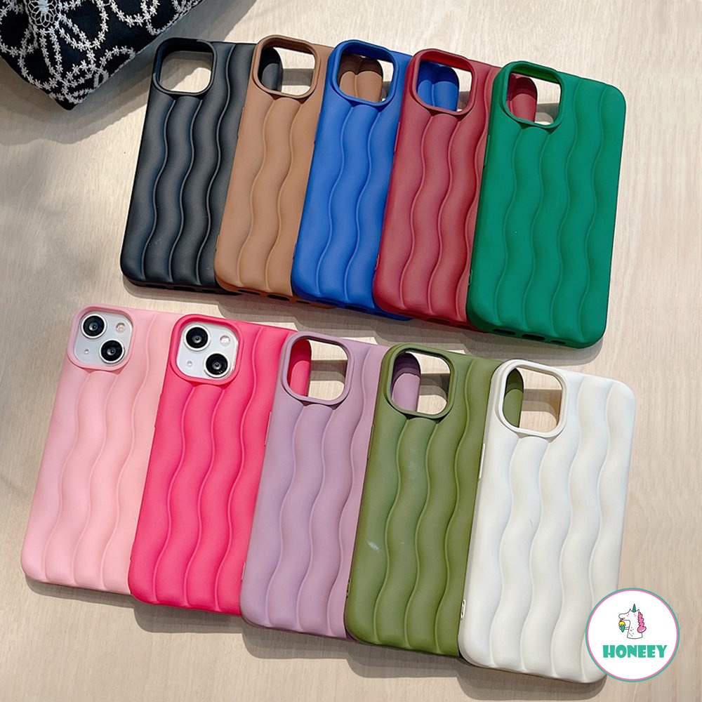 IPHONE Casing Dilapisi Riak Air 3D Warna Solid Mewah Untuk Iphone14 Pro Max13 12 11 14 Plus Rose Pink Shockproof Cover