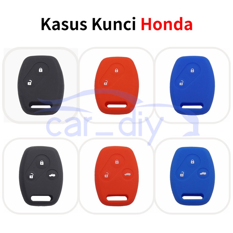 Kasus Kunci Silikon Penutup Jarak Jauh Gantungan Untuk Honda Accord City Fit Odyssey CRV Civic Cangkang Pelindung Hitam Biru Merah Car Remote Key Case