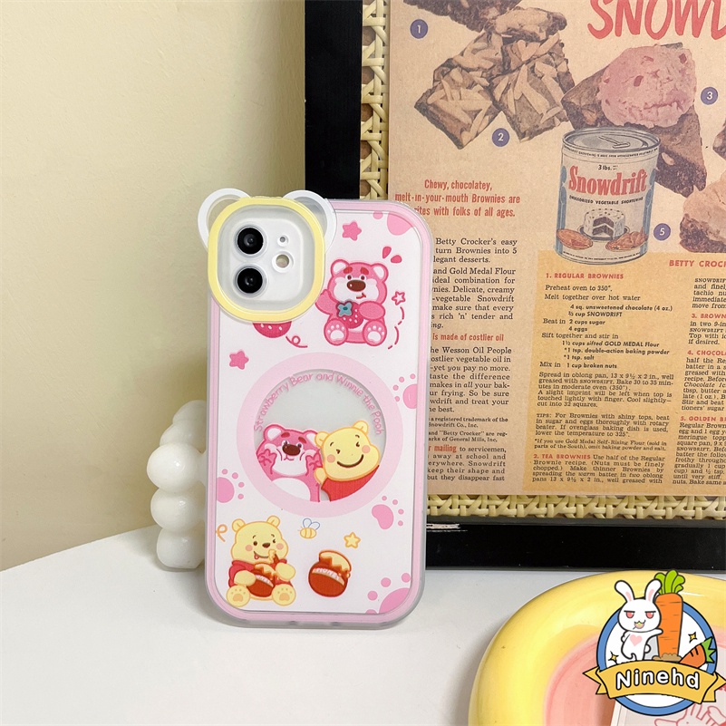 IPHONE Casing Kompatibel Untuk Iphone14 13 12 11 Pro Max X Xr Xs Max SE 8 7 6 6s Plus Kartun Beruang Merek Trendi Casing Ponsel Silikon TPU Soft Case Shockproof Bumper Casing Cover Pelindung