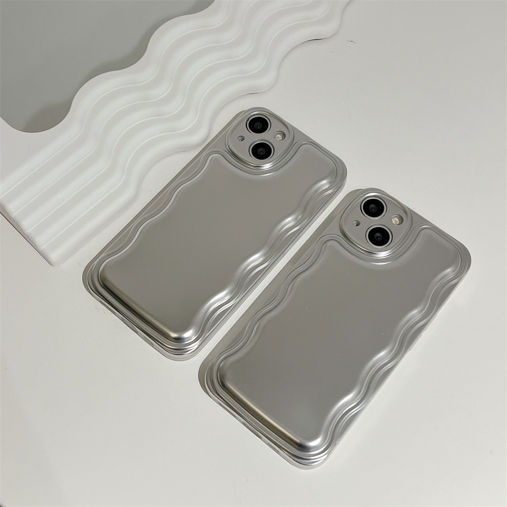 IPHONE Ins Shine Stylish Plating Irregular English Mirror Bracket Soft Case Untuk Iphone13 12 11 14 Pro X XR XS MAX Mewah Bergelombang Pinggiran Penutup Belakang