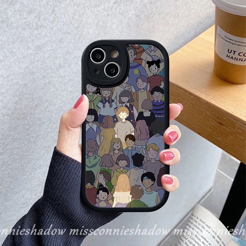 Ins Kreatif Pasangan Ponsel Case Infinix Hot10 Lite Note8 Smart 56 Hot 11 10 9 Bermain 10T 10s 11s 9 Kartun Cowok Cewek Kekasih Shockproof Lembut Tpu Cover