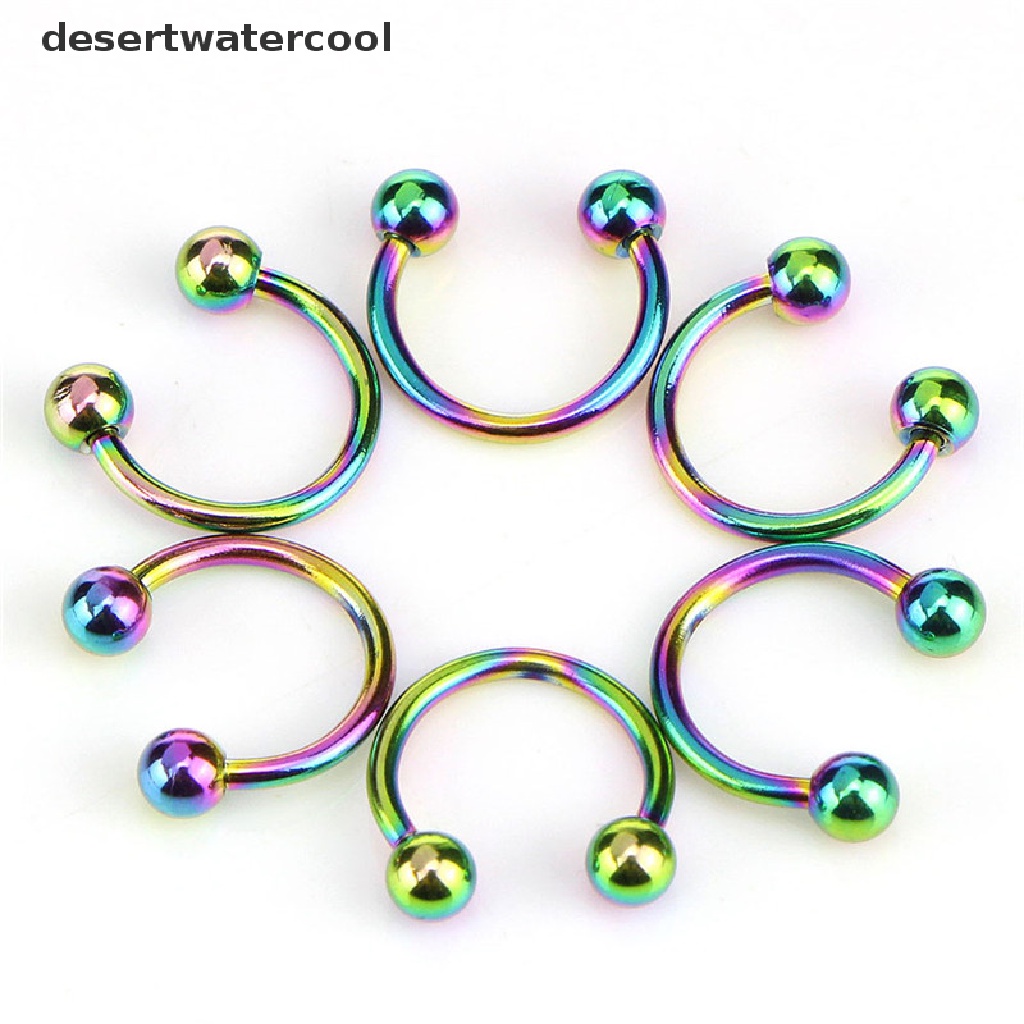 Deid 10PCS Stainless Steel Tapal Kuda Bar Bibir Hidung Septum Telinga Cincin Stud Set Martijn