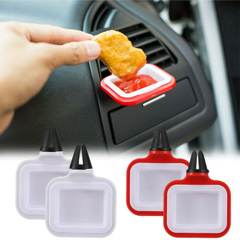 Portable Universal Tempat Saos Stand Dip Clip Mobil Kentang Goreng Rak Kecap Keranjang Dipping Sauces Interior Mobil