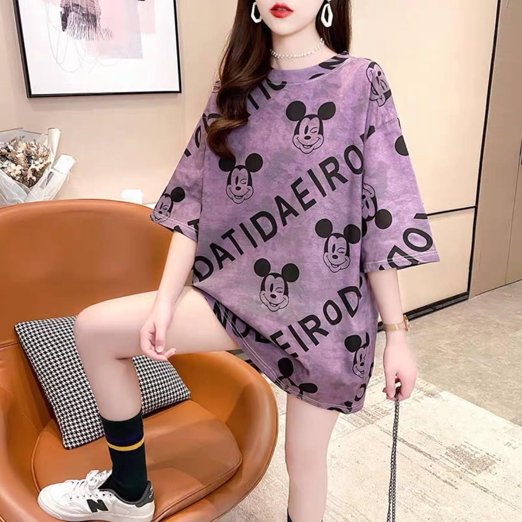 Overtee Tshirt Oversize Wanita Motif Mickey Datidaeiro - 100% Import