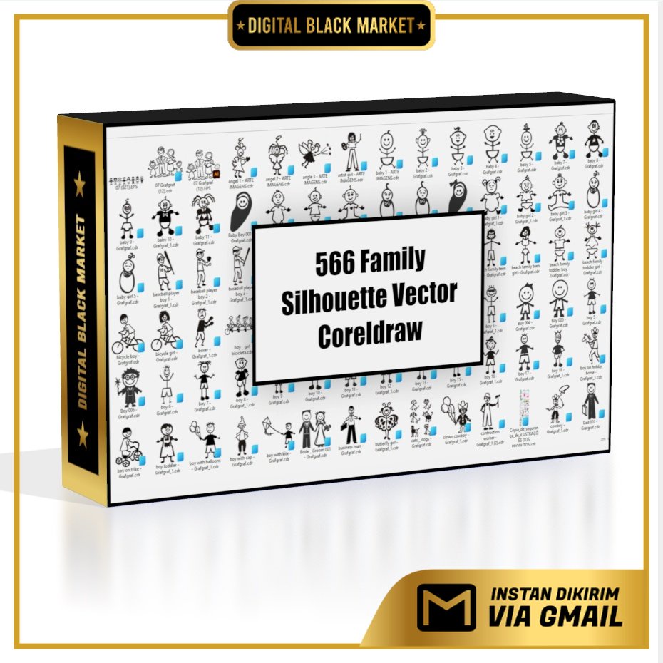 566 Family Silhouette Vector Coreldraw