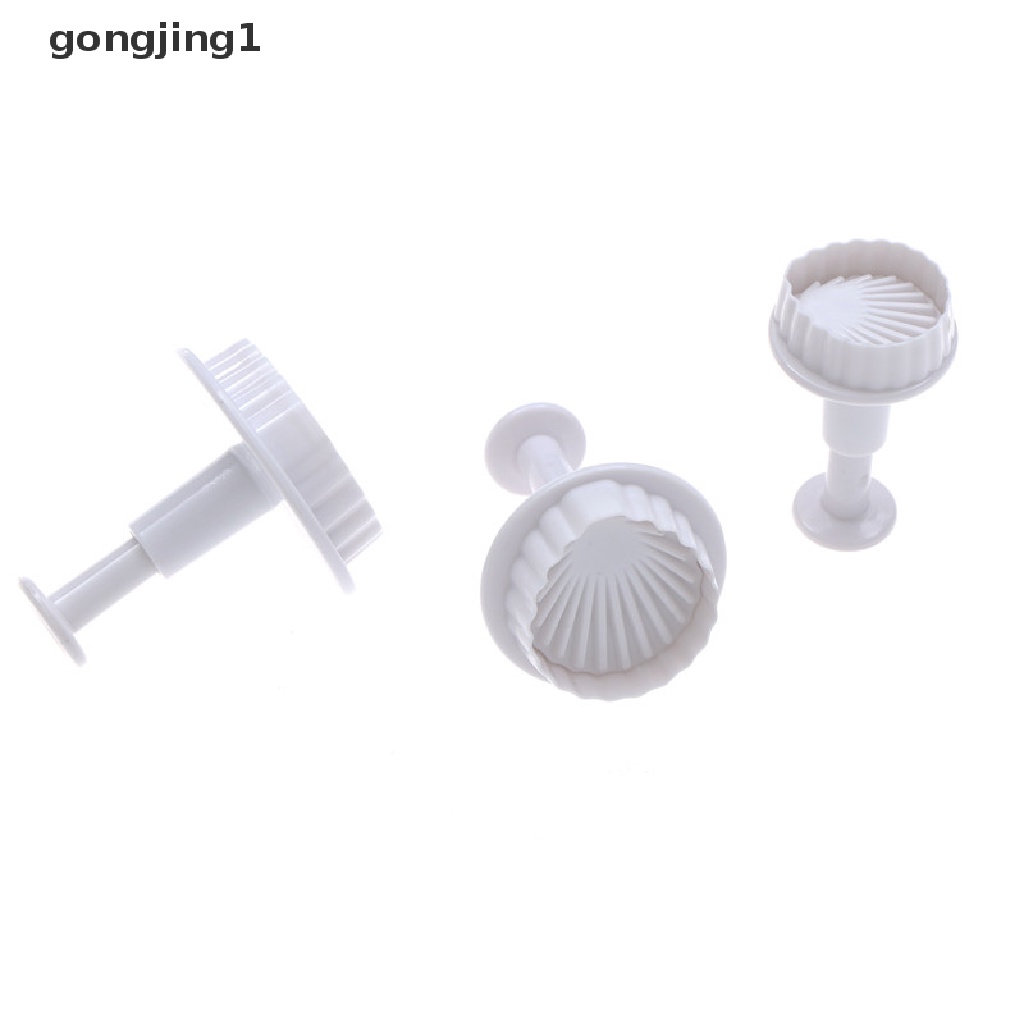 Ggg 3Pcs Shell Shape Plunger Cutter Fondant Alat Dekorasi Kue Cetakan Kue SugarCraft ID