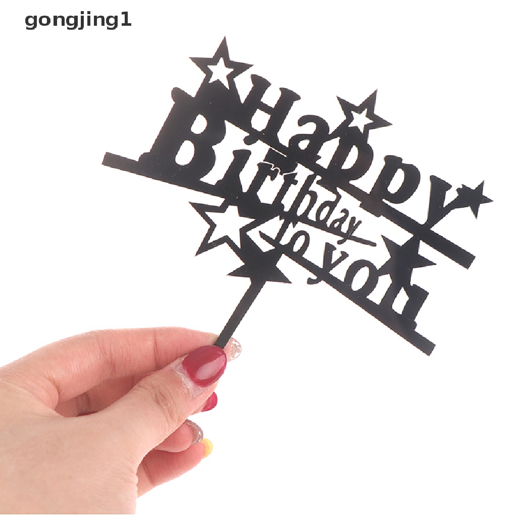 Ggg 1Pc Plastik Akrilik Happy Birthday Cake Topper Dekorasi Aksesoris Pesta ID