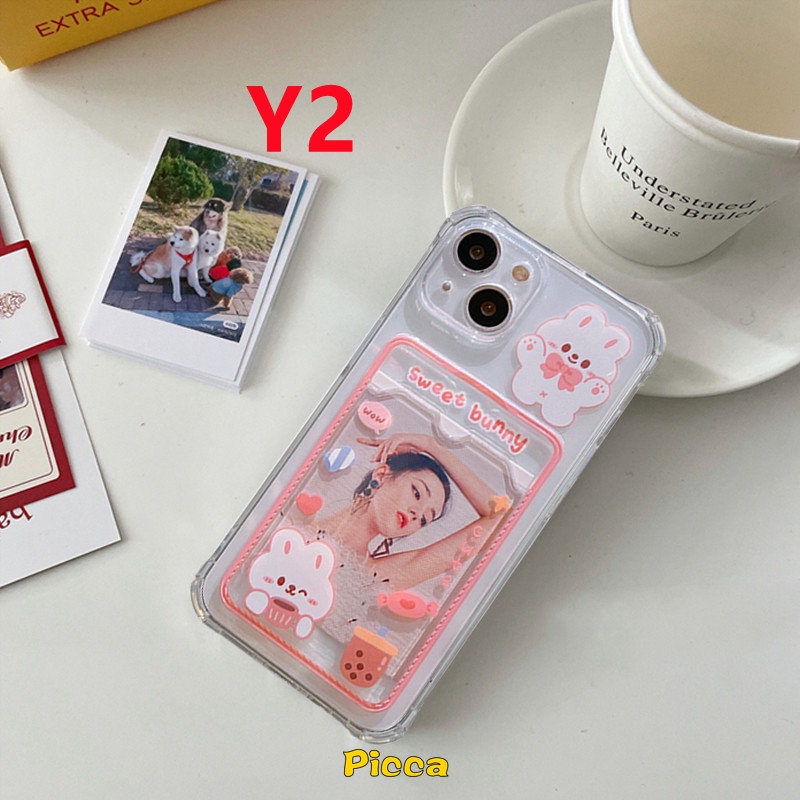 Case Tempat Kartu Beruang Imut Sweet Bunny Redmi A1 9 10 10C 9A 9C NFC Redmi Note11 10 10s 9 Pro Note9 Mi 12 12x11 Lite POCO M3 POCO X3 Pro NFCWallet Slot Clear Soft Cover