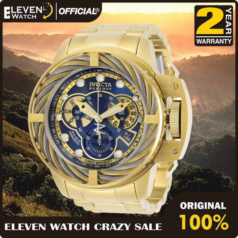 [Promo] Jam Tangan Pria Invicta 30128 Reserve Blue and Gold Tone Dial Bracelet Original BM Garansi 2