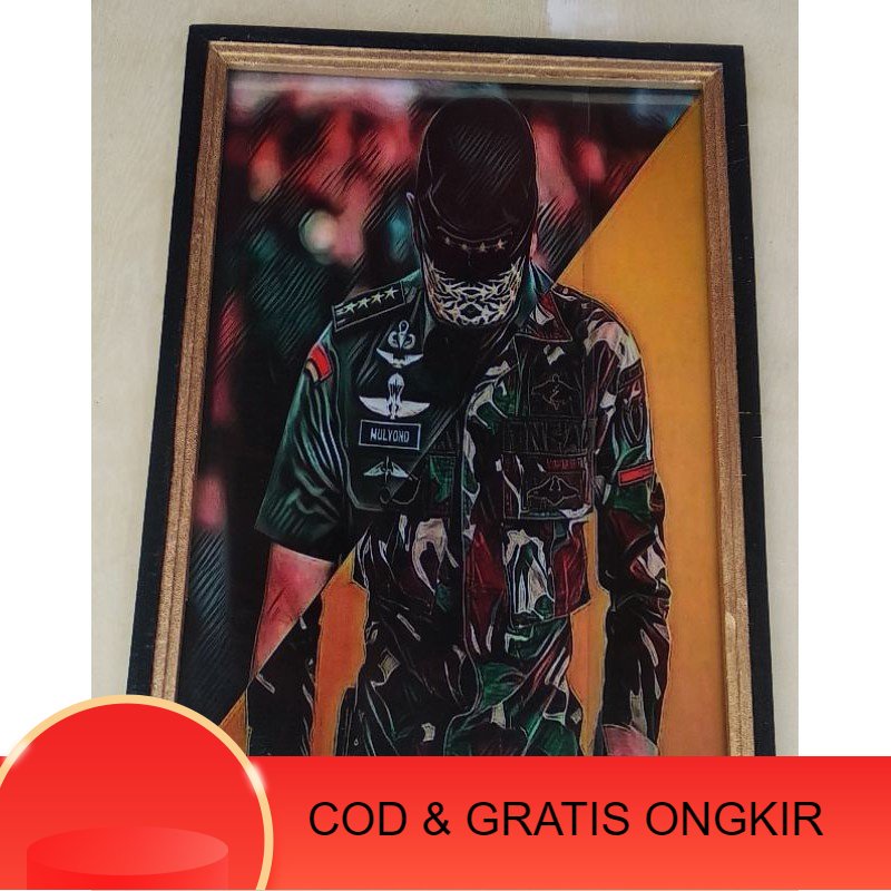 Bingkai foto murah hiasan dinding poster gambar jendral keren plus bingkai ukuran  100 x 50