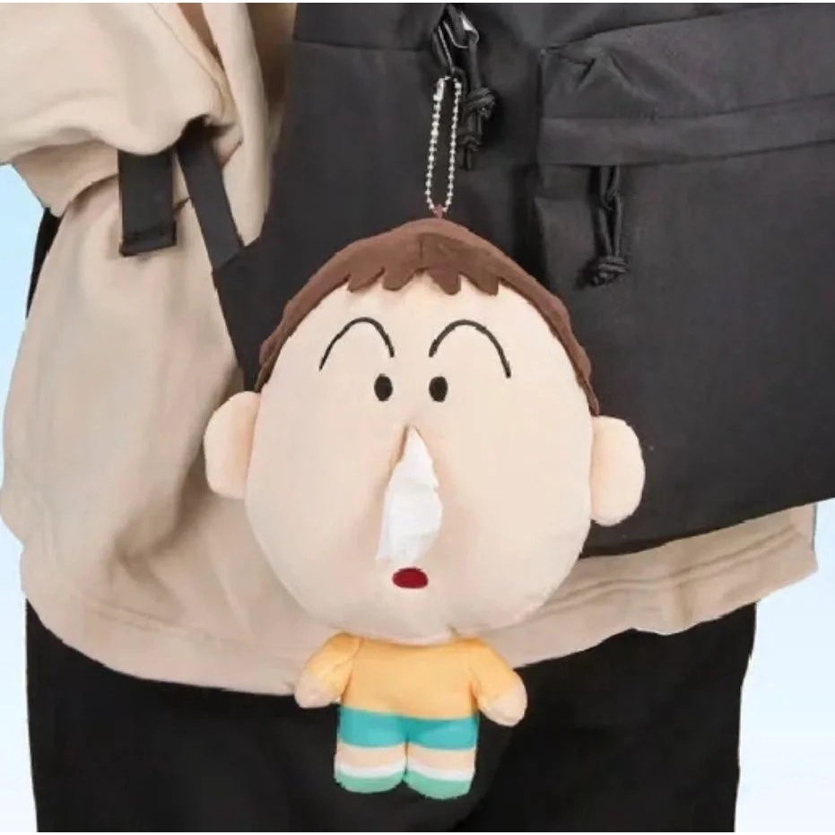 Crayon Shin-chan Boneka Plush Dengan Kotak Tisu Tas Couple Liontin Boneka Boneka Untuk Anak Lempar Bantal Boneka Lucu