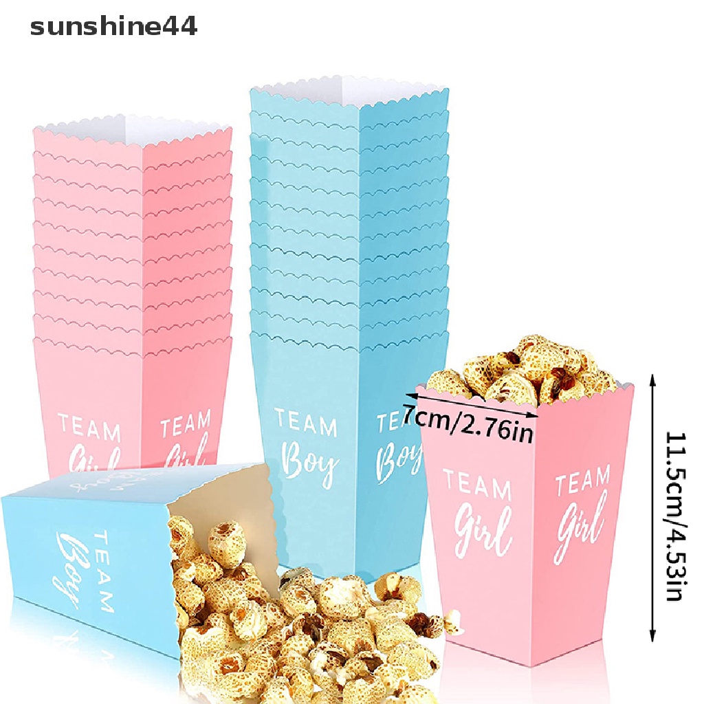 Sunshine 10Pcs Kotak Popcorn Gender Reveal Party Seks Bayi Mengungkapkan Party Candy Box ID