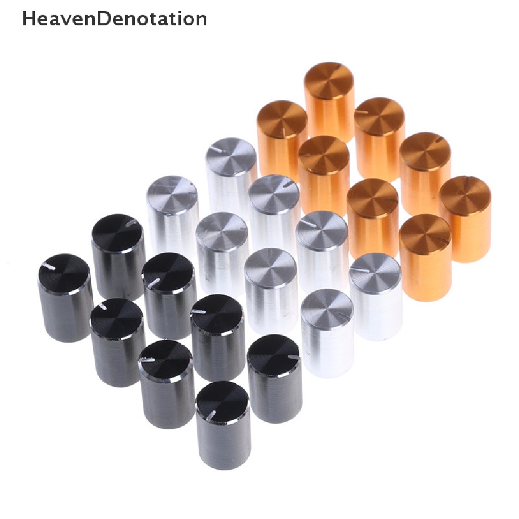 [HeavenDenotation] 8pc 10 * 15mm 6mm Dia Knurled Poros Aluminium Kontrol Volume Potensio Knobs HDV