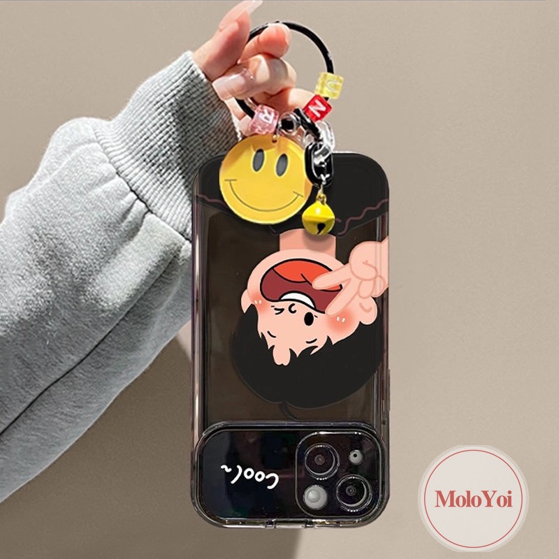 IPHONE Flip Make Up Cermin Couple Sweet Boy Girl Case Kompatibel Untuk Iphone14 11 13 12 Pro MAX 7Plus XR 78 14 Plus X XS MAX SE 2020 Lovely Lembut Shockproof Soft Cover