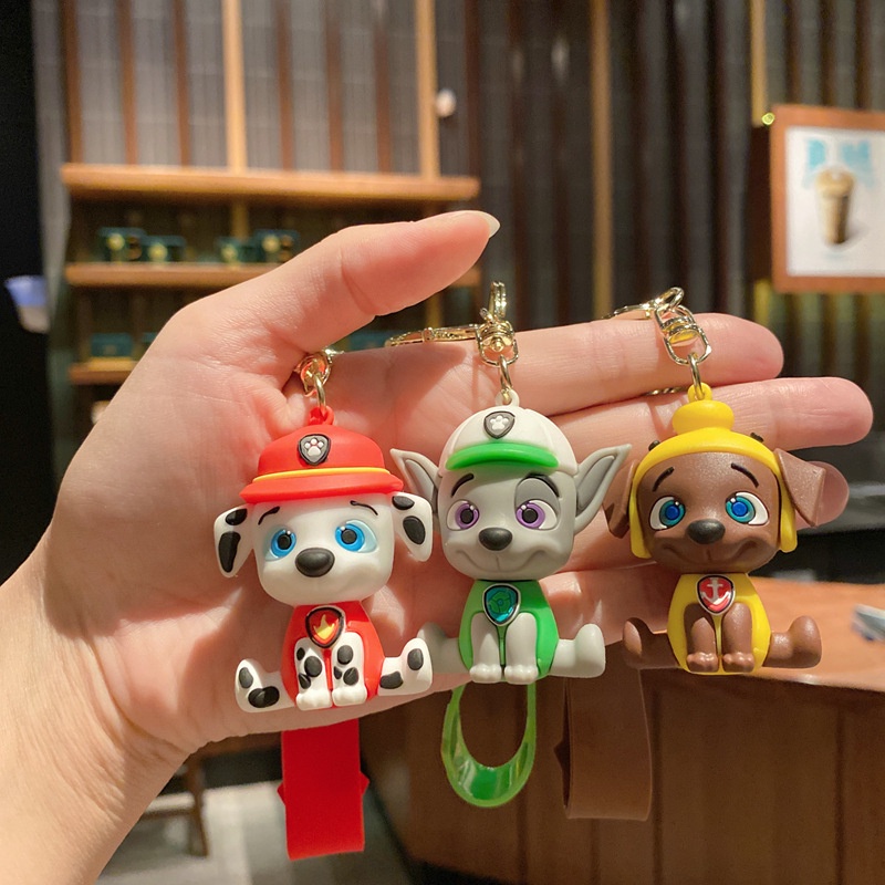 3d Lucu Kartun 6warna Anjing Anjing Patroli Gantungan Kunci Hadiah Untuk Anak Laki-Laki Perempuan Universal Ponsel Bluetooth Earphone Case Penutup Tali Gantungan Kunci Tas Liontin