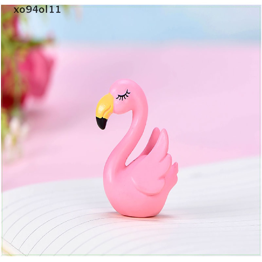 Xo 1pasang Resin Flamingo Miniatur Pemandangan Berdaging Dekorasi Taman Hadiah OL