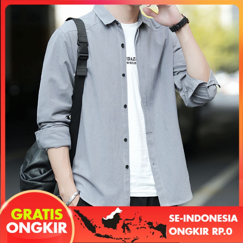 Kemeja Pria Kemeja Lengan Panjang Pria| Baju Overall Kasual  Semua   2023
