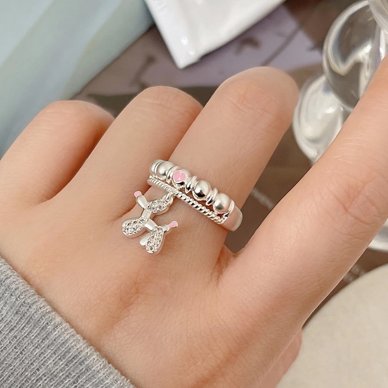 Cincin Anjing Fashion Berlian Imitasi Bahan Alloy Untuk Wanita