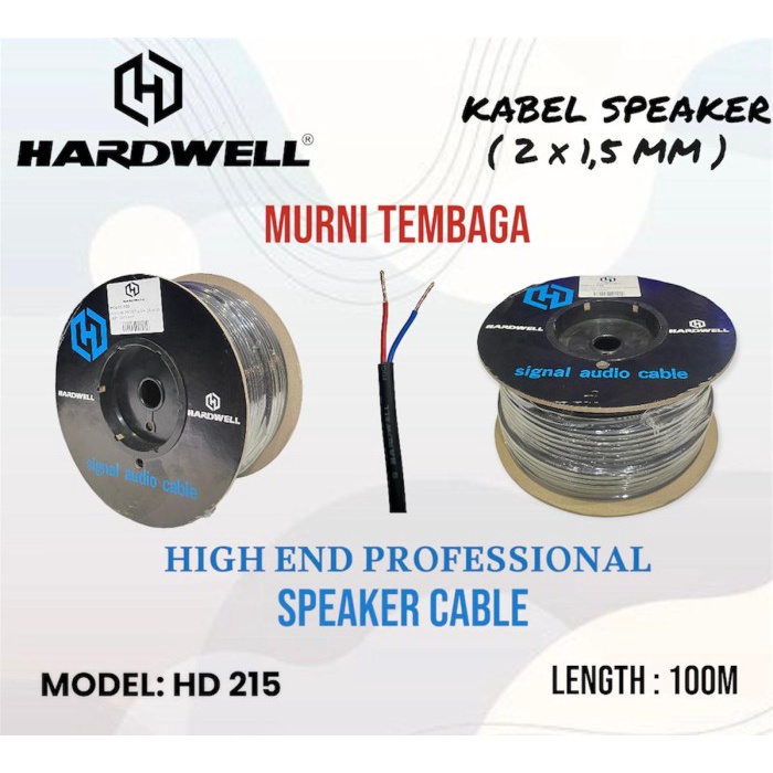 kabel speaker hardwell hd 215 / hd215 2x1.5mm 100 meter murni tembaga