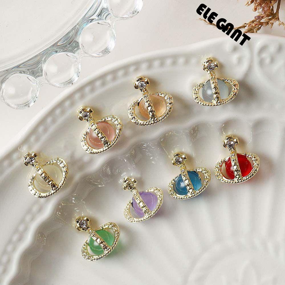 [Elegan] Cat Eye Nail Rhinestones Wanita Mewah Manikur Aksesoris Fashion Cat Eye Batu 3D Perhiasan Kuku