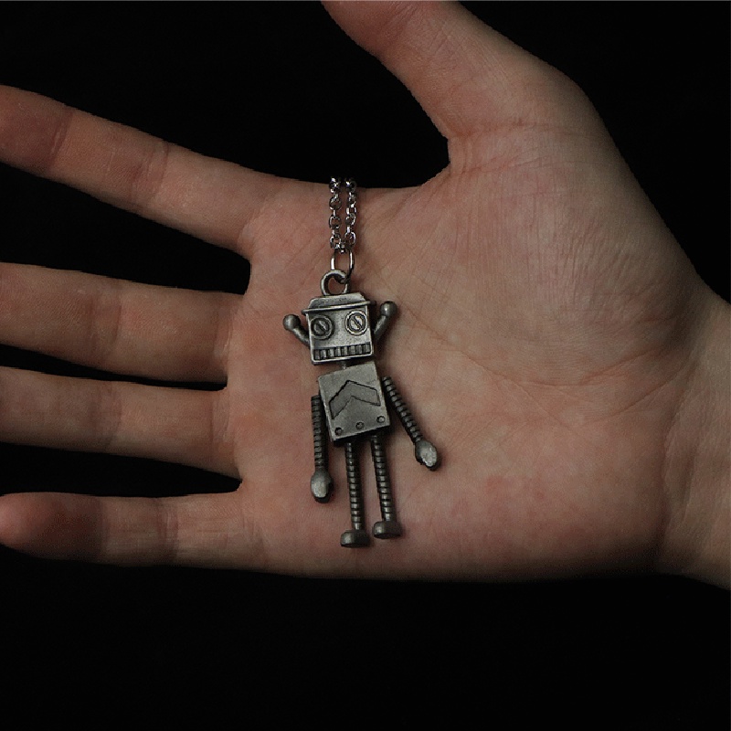 Eropa Amerika Gelombang Uap Retro Distressed Robot Hip Hop Kalung Jalan Unik