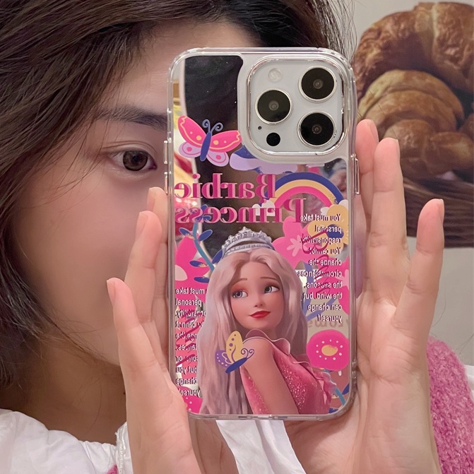 IPHONE Case Kartun Disney Princess Cocok Untuk Iphone14 13 12 11 Pro Max Electroplated Cover Pelindung Cermin Soft Casing