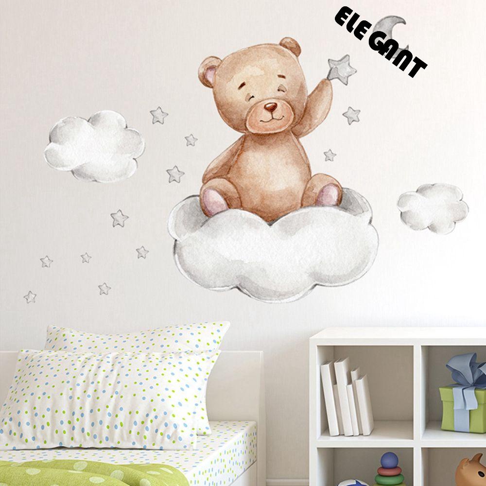 [Elegan] Beruang Stiker Dinding Bintang Yang Dapat Dilepas Kartun Dekorasi Kamar Tidur Aksesoris Rumah Latar Belakang Ruang Tamu Decals Untuk Kamar Anak Bayi Nursery Sticker