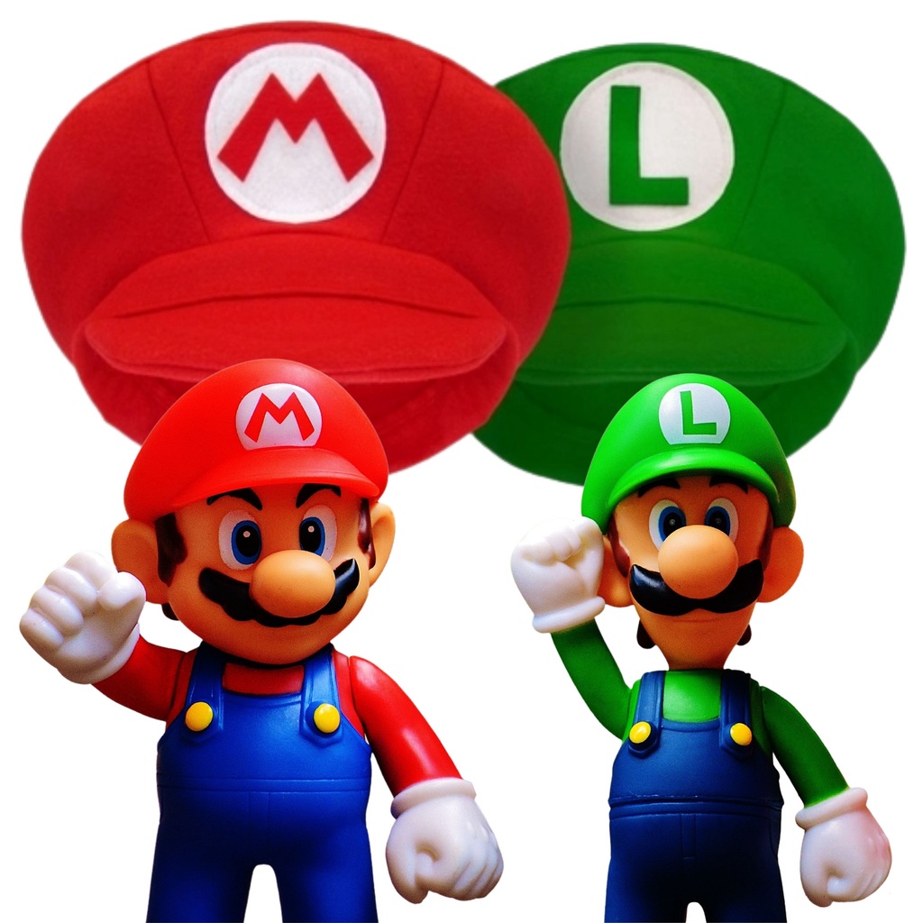 Topi Anak Super Mario Muncak Topi Mario Bros Cosplay Dress Up Prop Hot Game Topi Mario Lucu