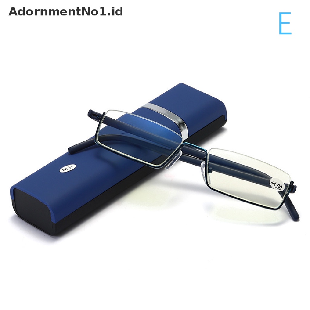 [AdornmentNo1] Kacamata Baca Setengah Bingkai Stainless Steel Untuk Pria Dan Wanita Frame Reading Rectangle for Metal Frame Glasses Anti-Reflective Unisex Presbyopia Eyewear Case [ID]