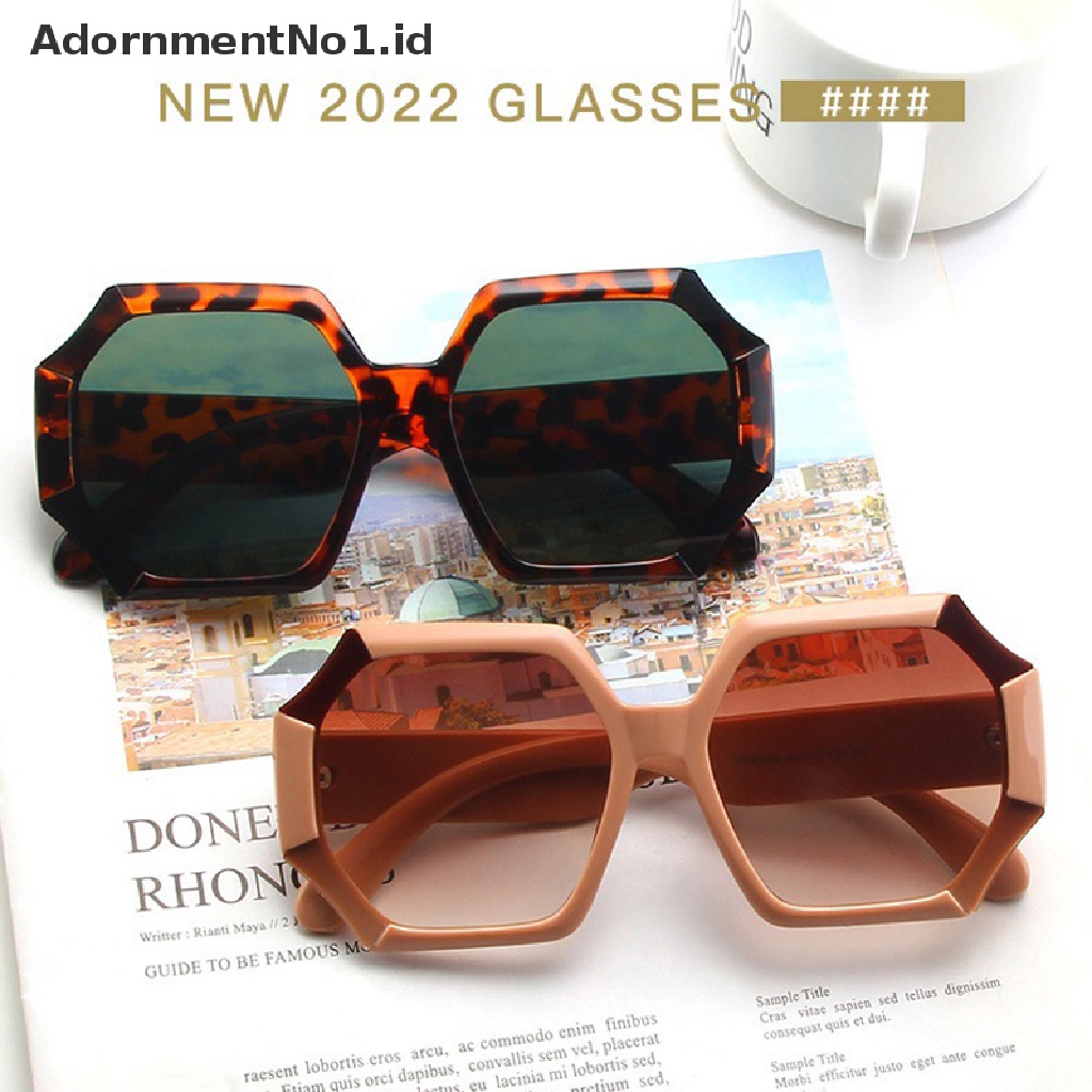 [AdornmentNo1] Kacamata Hitam Kotak Poligonal Unik Untuk Wanita Klasik Retro Vintage Big Shades [ID]